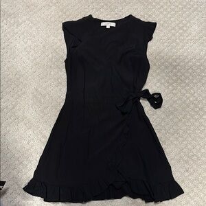 LOFT Black Ruffle Wrap Dress